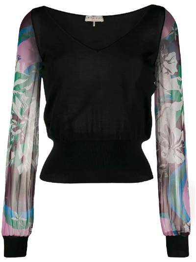 Emilio Pucci Contrast Sleeve Blouse In Black