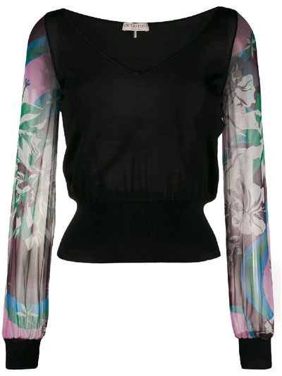 Pucci Contrast Sleeve Blouse In Black