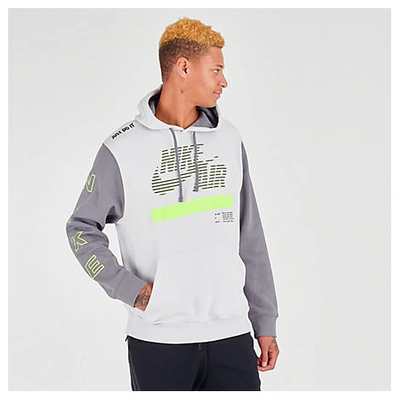 Nike Men's Sportswear Construction Club Fleece Hoodie In White/grey