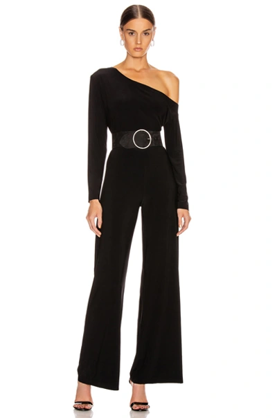 Norma Kamali Long Sleeve Drop Shoulder Jumpsuit In Black