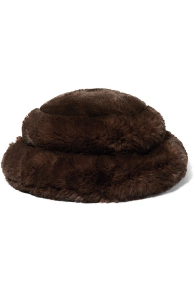 Emma Brewin Faux Fur Bucket Hat In Brown