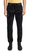 VERSACE JEANS COUTURE FLOCKED PAISLEY TRACK PANTS