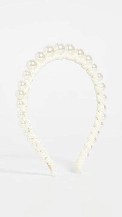 Lele Sadoughi Graduated Imitation Pearl Strand Headband In Ivory