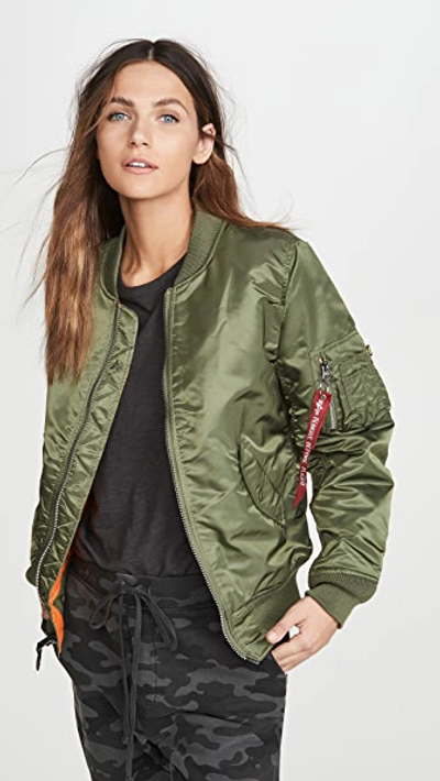 Alpha Industries Ma-1 Reversible Bomber Jacket In Green