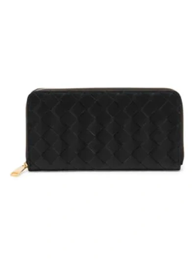 Bottega Veneta Women's Zip-around Leather Wallet In Black
