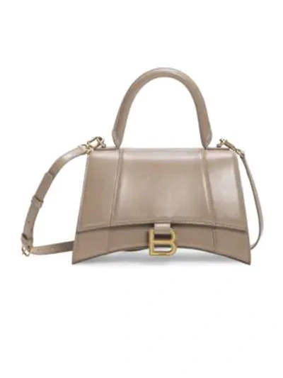 Balenciaga Small Hourglass Leather Top Handle Bag In Sahara