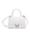 BALENCIAGA Extra-Small Hourglass Croc-Embossed Leather Top Handle Bag