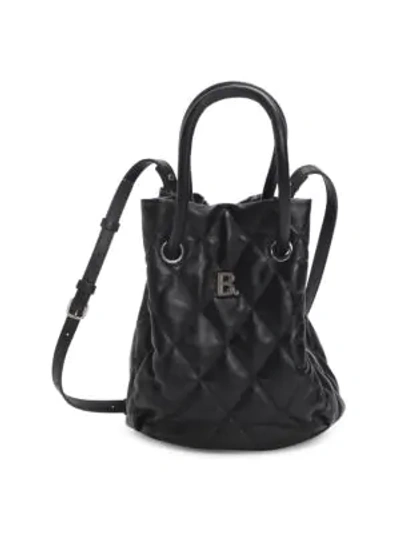 Balenciaga Small B Quilted Leather Bucket Bag In Black