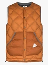 AND WANDER AND WANDER ORANGE DIAMOND QUILTED GILET,AW93FT00413807294
