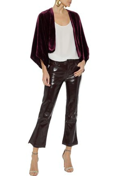 Alice And Olivia Donnie Cropped Velvet Jacket In Merlot