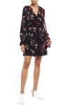 JOIE NOUR WRAP-EFFECT FLORAL-PRINT SILK-CREPE MINI DRESS,3074457345620773726