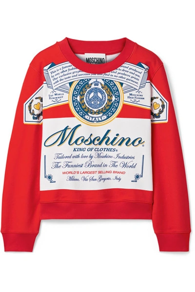Moschino + Budweiser Printed Cotton-jersey Sweatshirt In Red