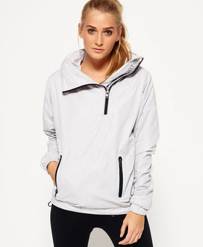 Superdry Gym Funnel Neck Shell Hooded Jacket In Light Grey