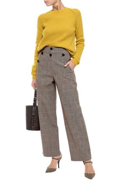 Masscob Martin Button-detailed Houndstooth Cotton-blend Wide-leg Pants In Mushroom