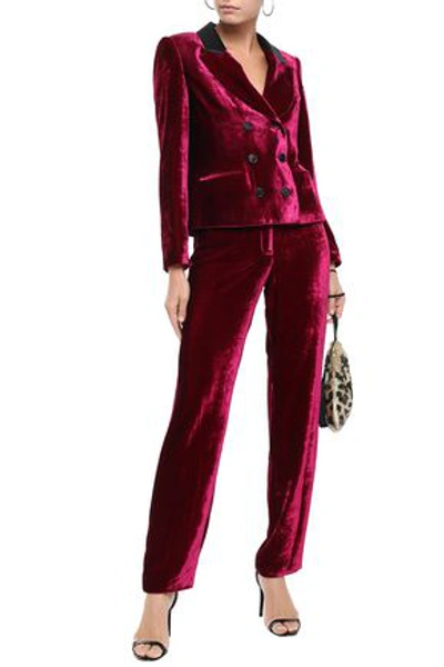 Masscob Beaumont Velvet Straight-leg Pants In Fuchsia