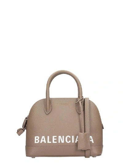 Balenciaga Ville Top Handl Hand Bag In Beige Leather