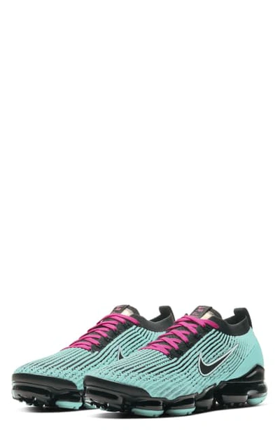 Nike Air Vapormax Flyknit Sneaker In Turquoise/ Black Pink/ White
