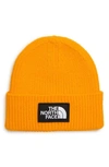 The North Face Logo Cuffed Beanie In Yellow