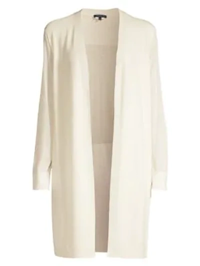 Lafayette 148 Finespun Voile Sheer Open Front Cardigan In White