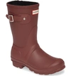 Hunter Original Insulated Short Waterproof Rain Boot In Rumbling Red