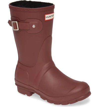 Hunter Original Insulated Short Waterproof Rain Boot In Rumbling Red