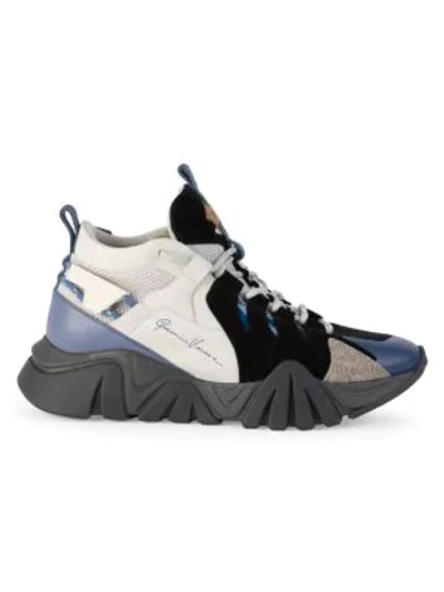 Versace Squalo Gianni Signature Sneakers In Imperial Black White