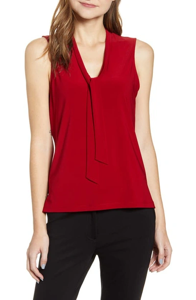 Anne Klein Tie Neck Sleeveless Blouse In Titian Red