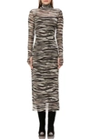 AFRM SHAILENE LONG SLEEVE PRINT MESH DRESS,AED019902