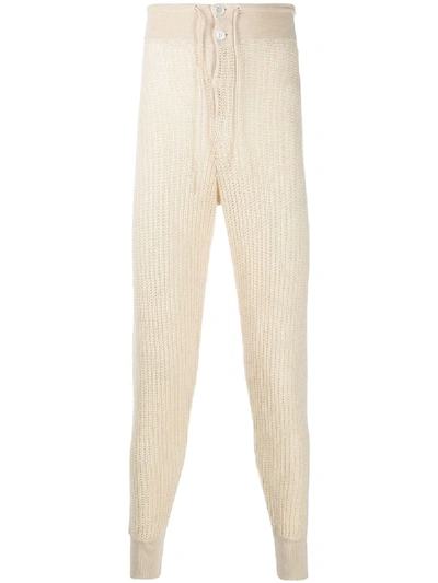 Marni High-rise Knitted Track Pants In Nude