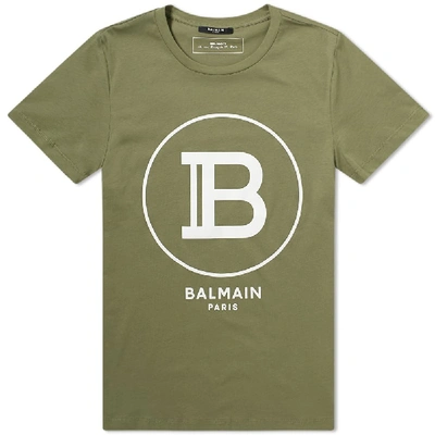 Balmain Logo-flocked Cotton-jersey T-shirt In Green