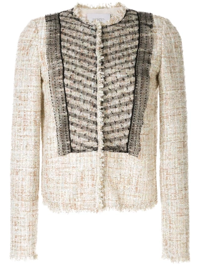 Giambattista Valli Bouclé-tweed Mesh Jacket In Neutrals