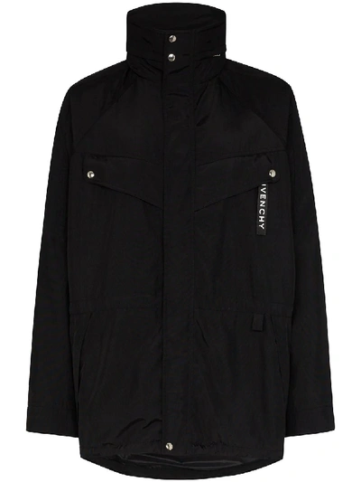Givenchy Logo Print Parka Jacket In Black