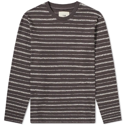 Folk Striped Textured Cotton-blend T-shirt In Grey