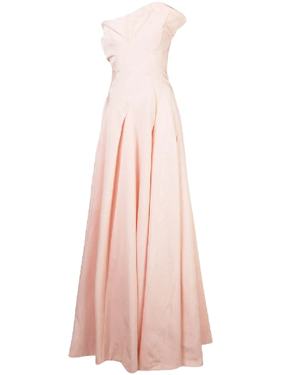 Oscar De La Renta Moiré Faille Gown In Pink