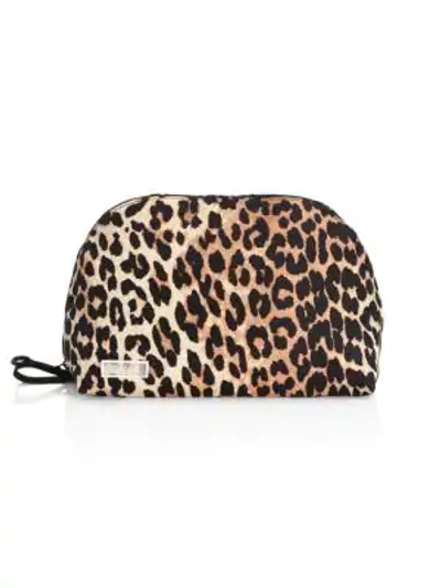 Ganni Brown And Black Leopard Print Pouch