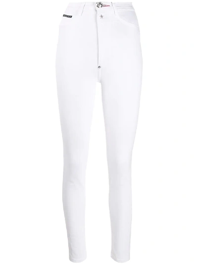 Philipp Plein Super High Waist Jegging Statement Jeans In Weiss