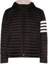 Thom Browne 4 Bar Stripe Downfill Qulited Jacket In Black