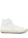 PHILIPPE MODEL PHILIPPE MODEL MEN'S WHITE LEATHER HI TOP SNEAKERS,CLHUWW25 44