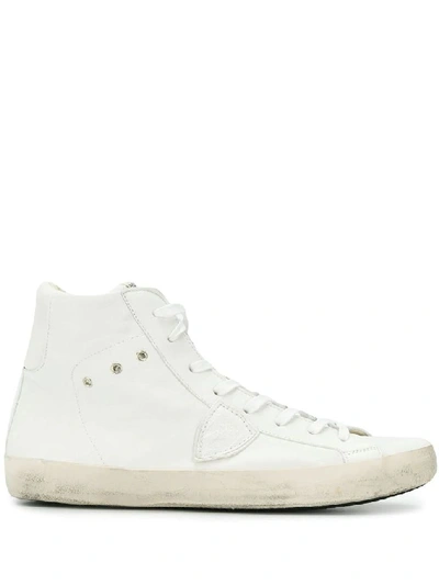 Philippe Model Men's White Leather Hi Top Sneakers