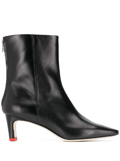 Aeyde Low Heel Pointed Ankle Boots In Schwarz