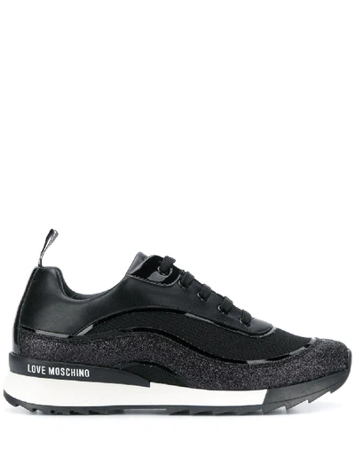 Love Moschino Glittered Low Top Trainers In Black