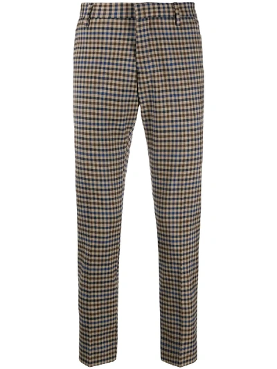 Entre Amis Houndstooth Tailored Trousers In Brown