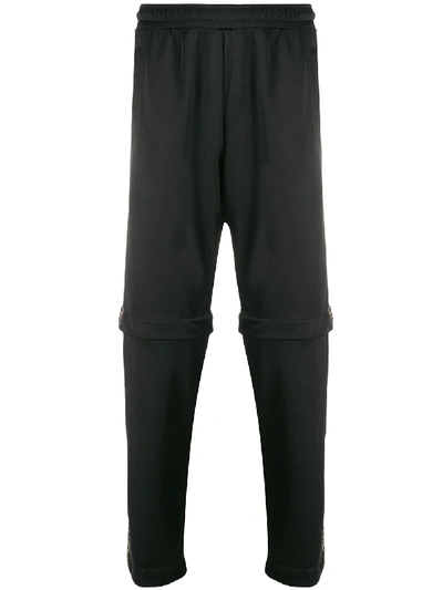 Fendi Logo-stripe Detachable-leg Trousers In Black