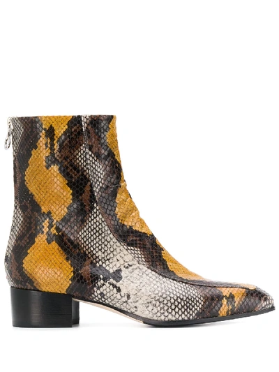 Aeyde Snakeskin Print Ankle Boots In 棕色