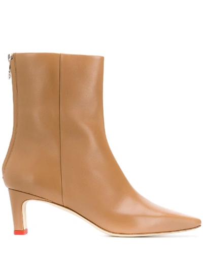 Aeyde Low Heel Pointed Ankle Boots In Sand