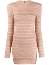 Balmain Knitted Logo Dress In Neutrals