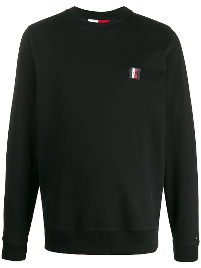 Tommy Hilfiger Logo Patch Sweatshirt In Black