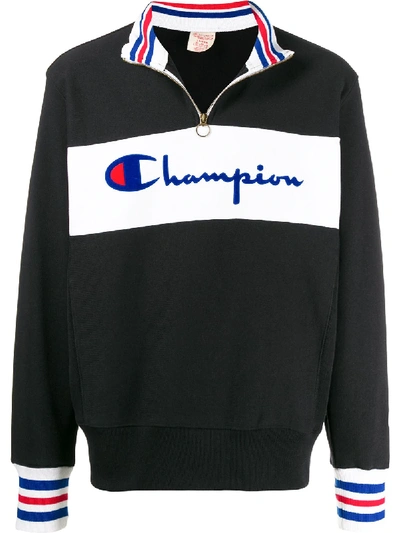 Champion Logo Print Pull-on Jumper In Black