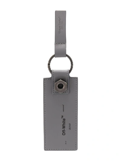 Off-white Logo Print Key Ring In Grey