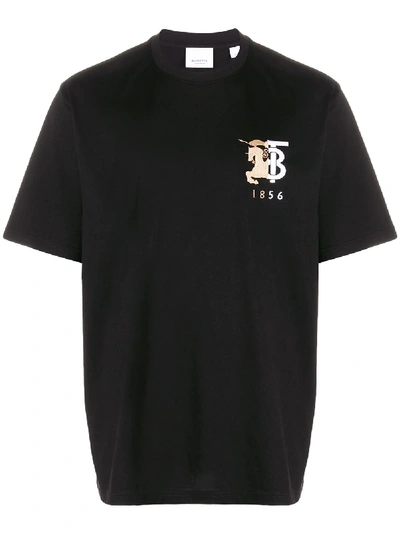 Burberry Embroidered-logo T-shirt In 黑色